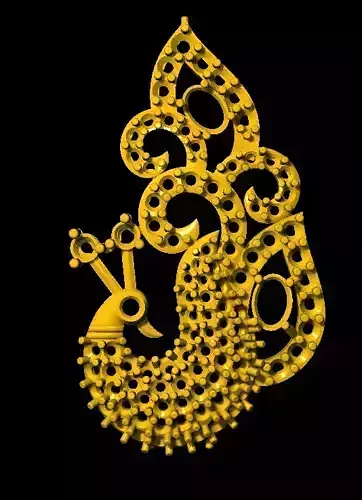 Sidepiece gold peacock