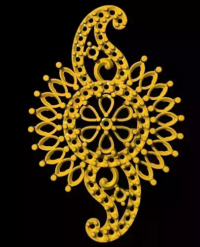 Sidepiece gold paisley design