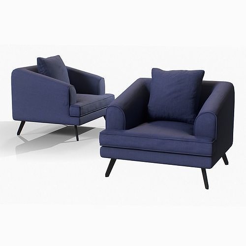 Nicolo Armchair blue finish Low-poly 3D model