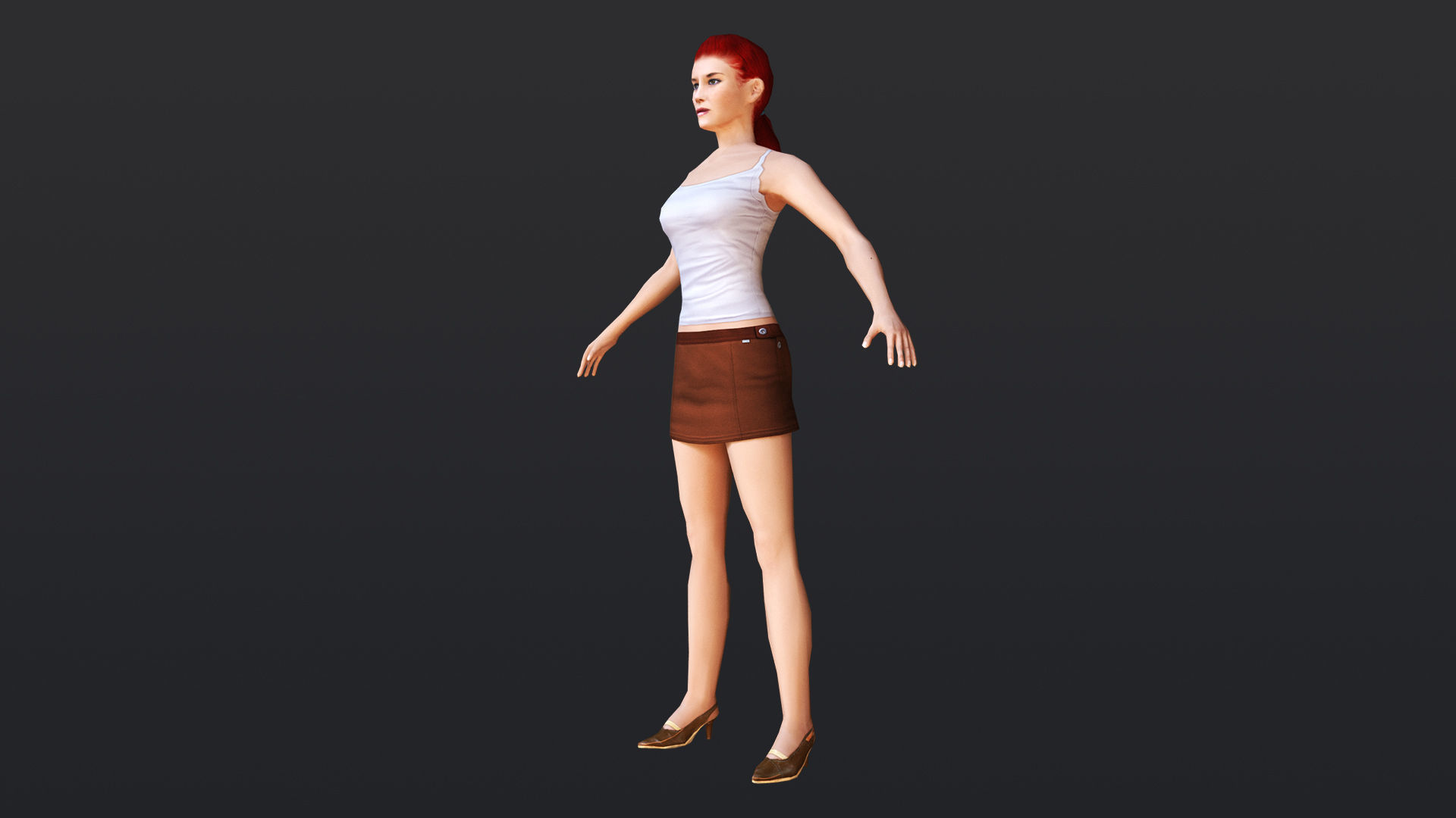 Woman 5 in skirt Low-poly 3D model_12