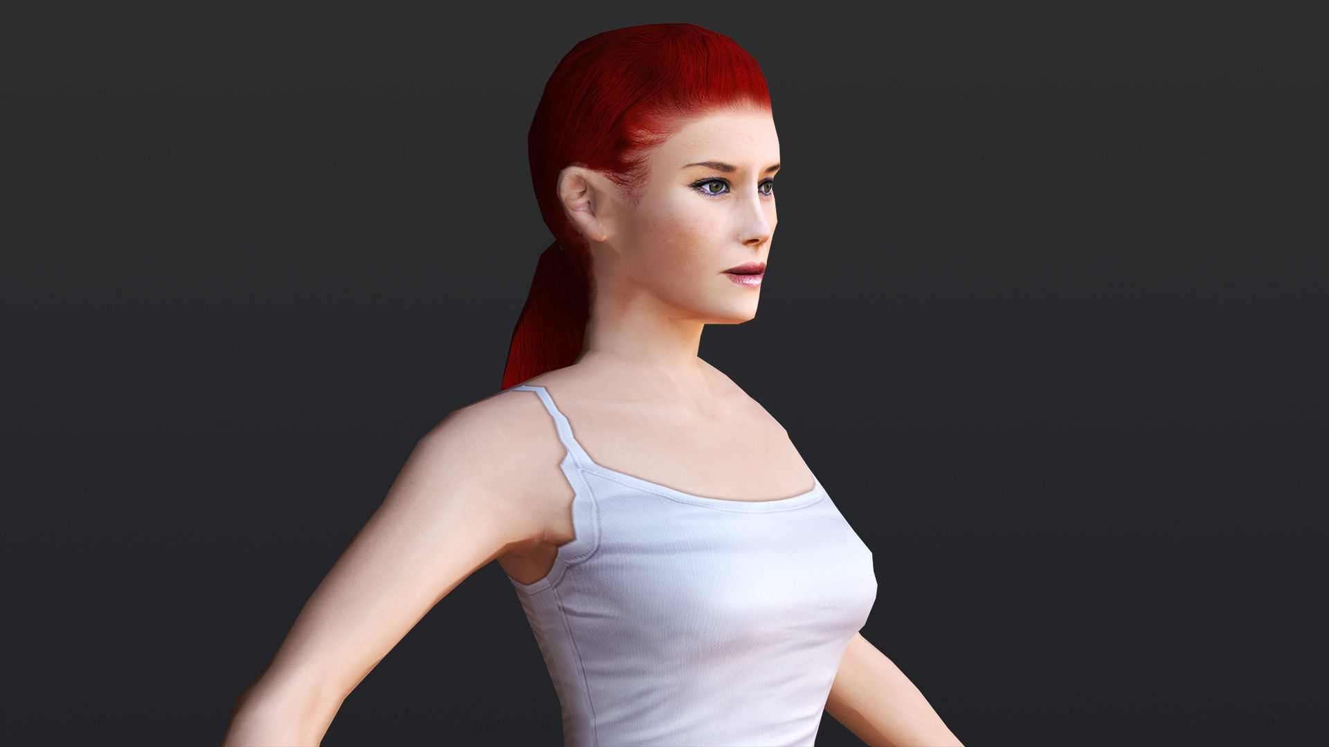 Woman 5 in skirt Low-poly 3D model_10