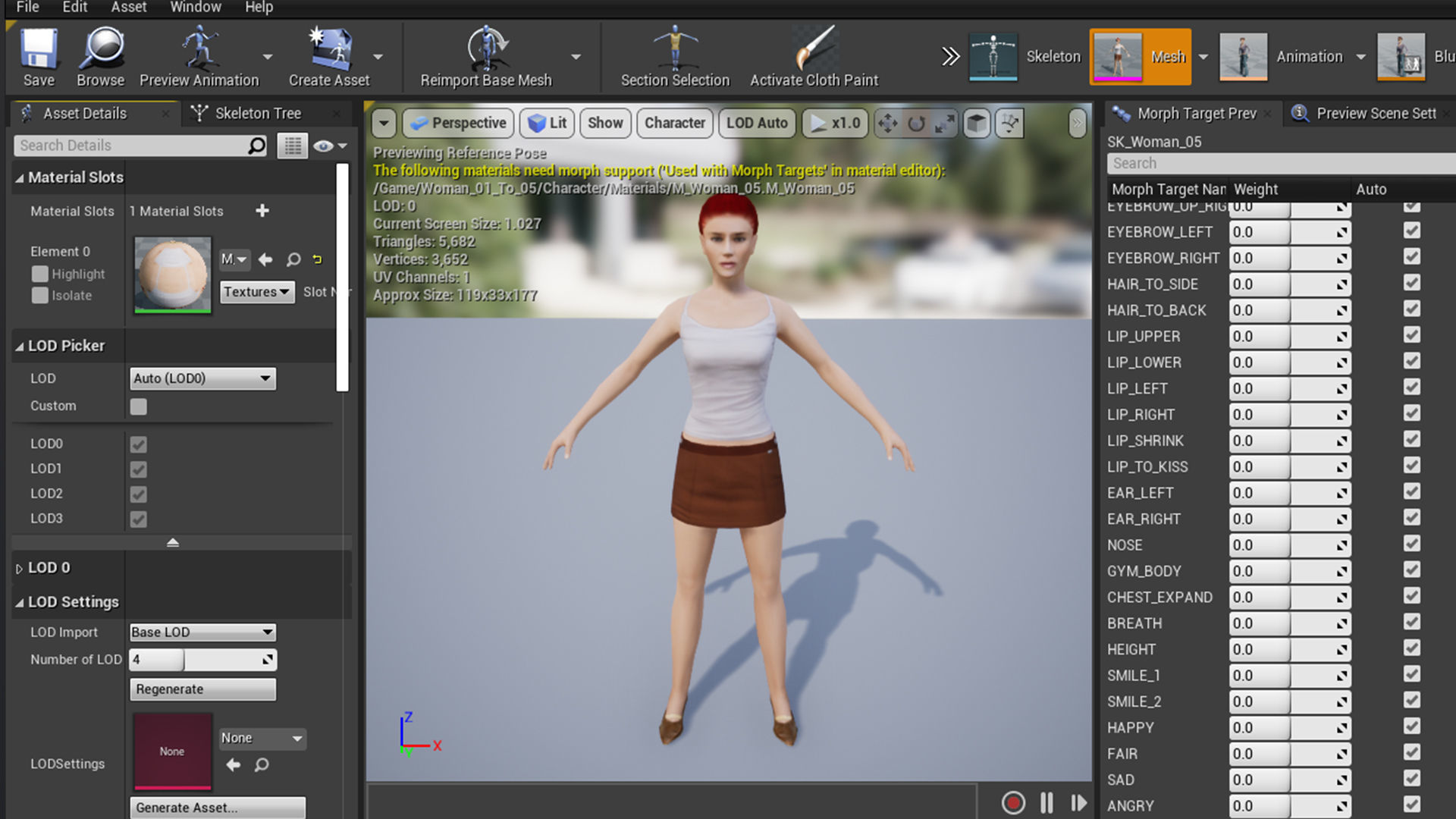 Woman 5 in skirt Low-poly 3D model_6