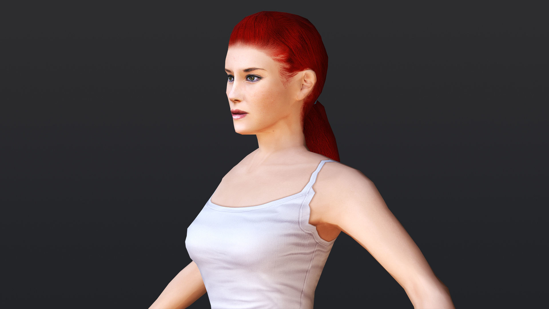 Woman 5 in skirt Low-poly 3D model_11