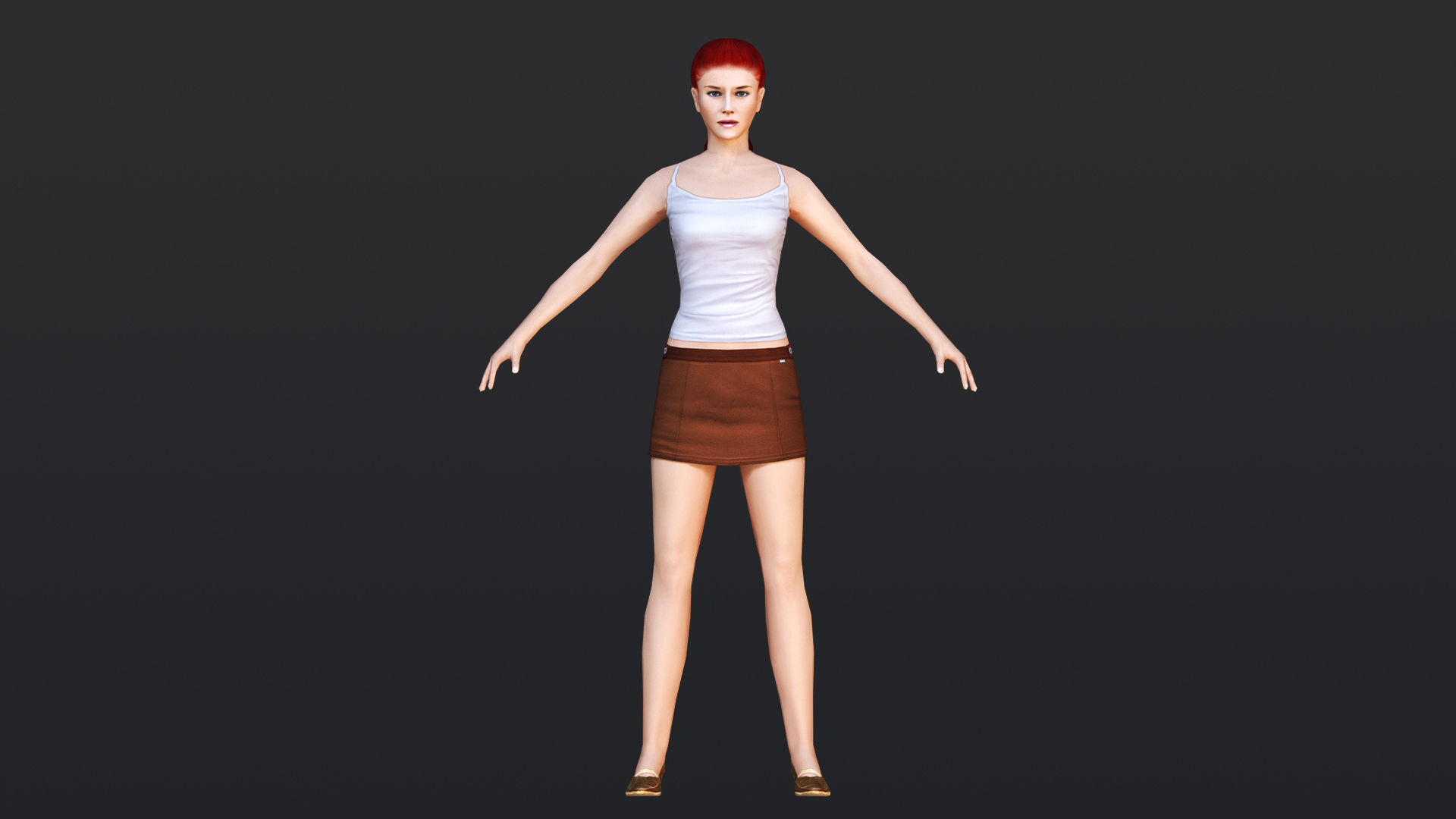 Woman 5 in skirt Low-poly 3D model_2