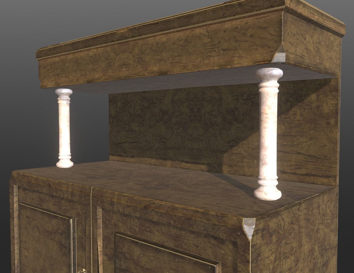 19th century Alcohol Dresser  - 2K Low-poly 3D model_4