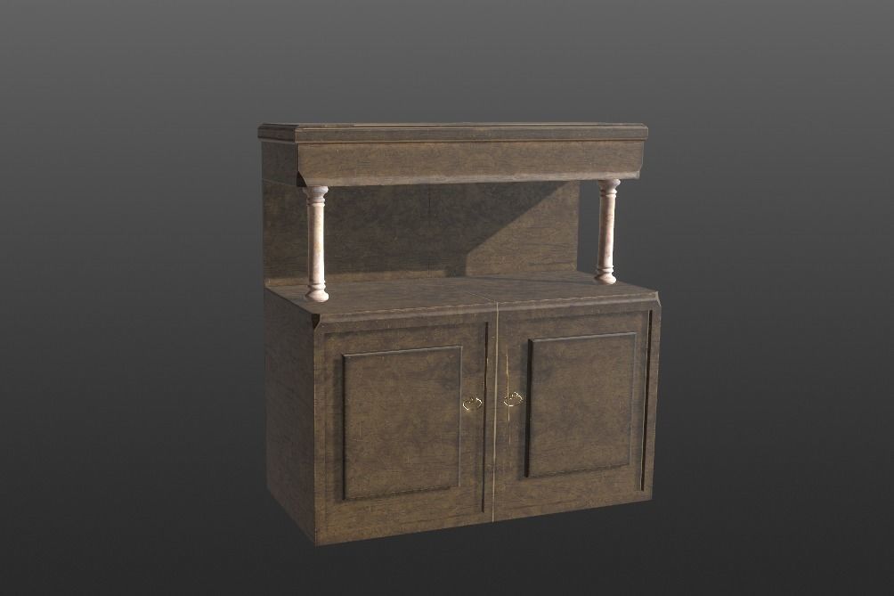 19th century Alcohol Dresser  - 2K Low-poly 3D model_2