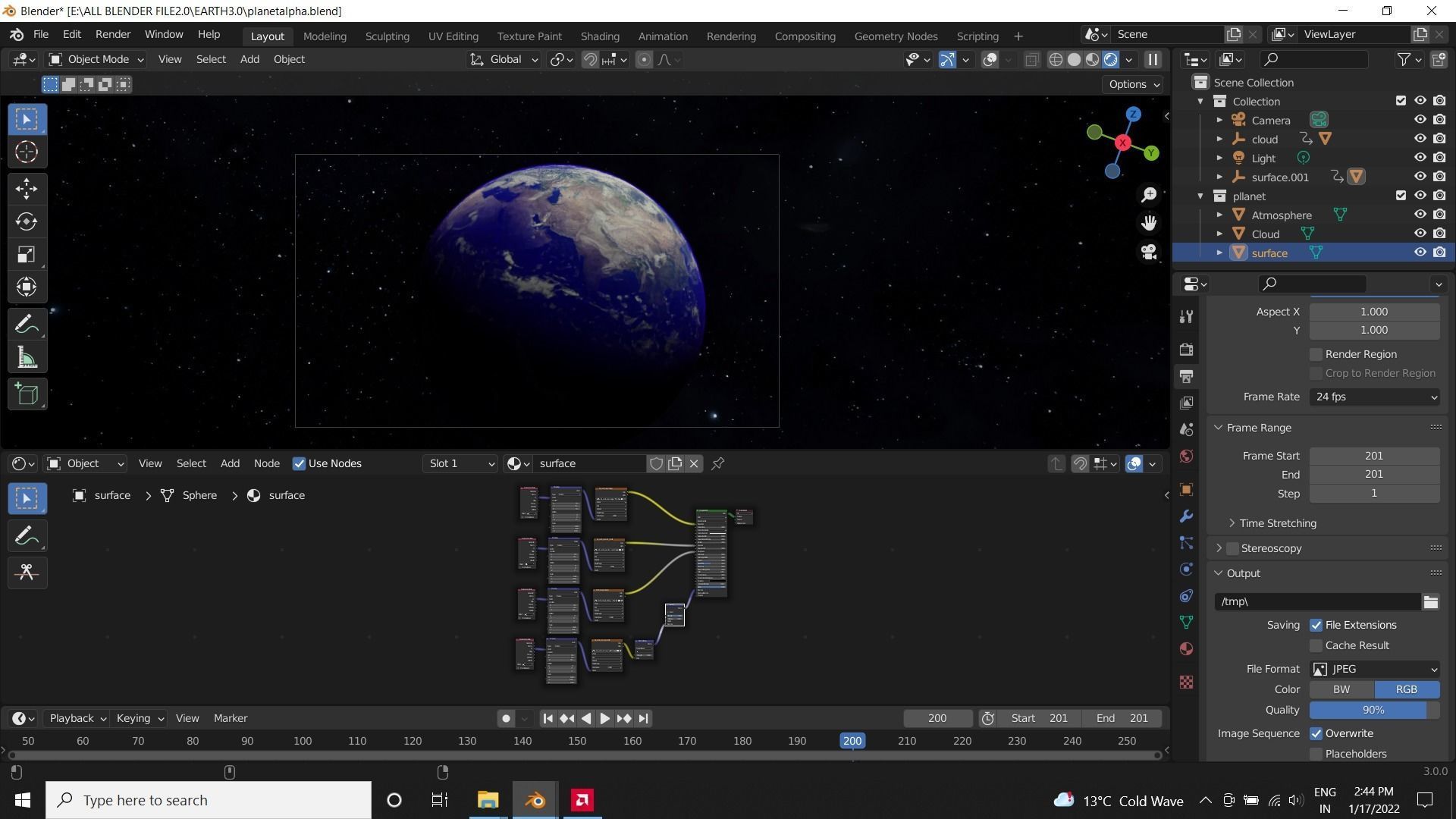 creative earth in blue shading 8k 3D model_3