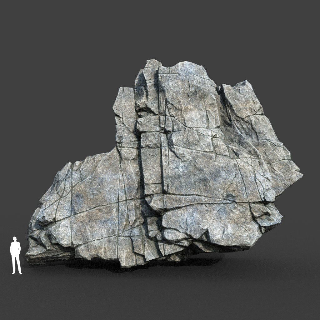 Low poly Gray Cracked Modular Rock 220112 Low-poly 3D model_11