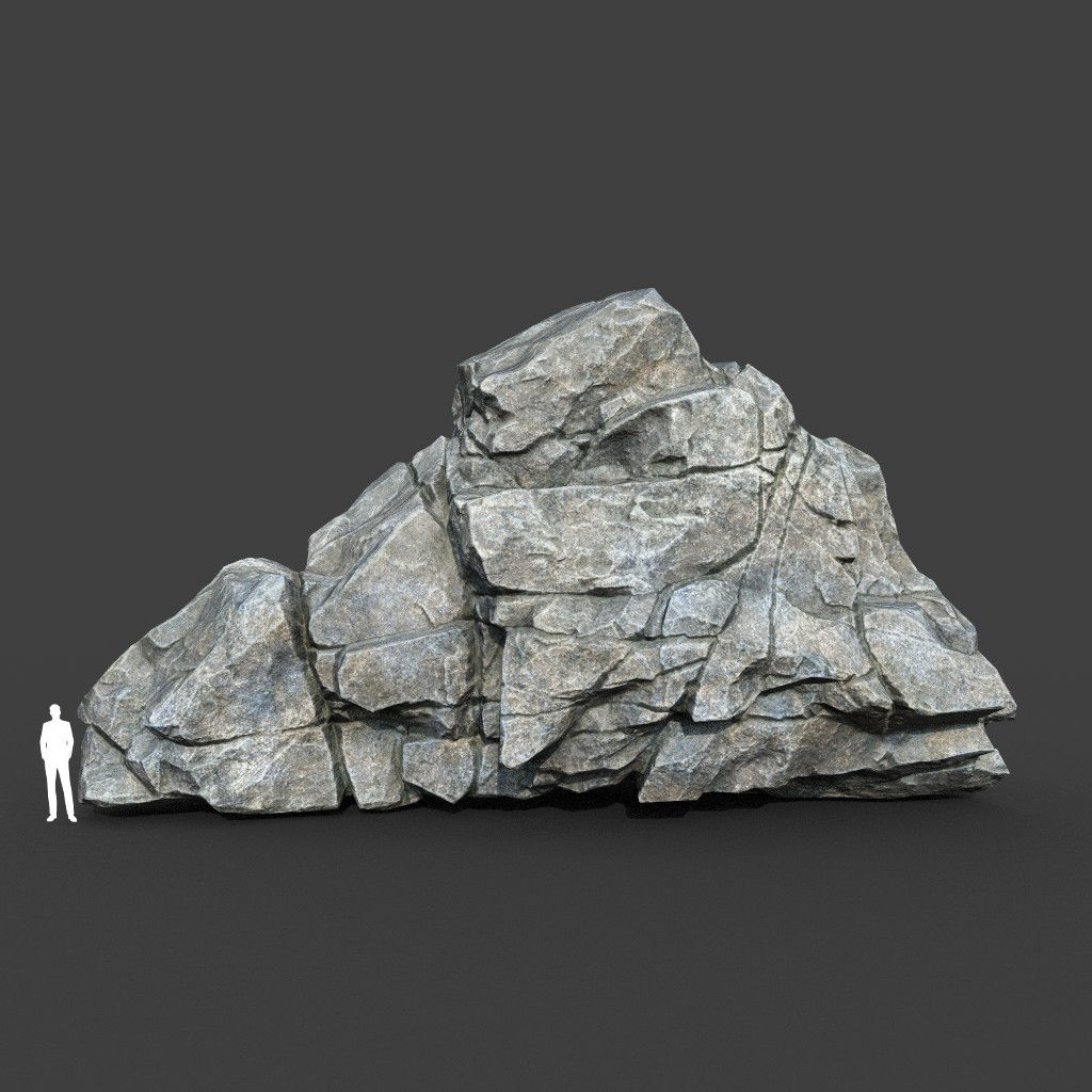 Low poly Gray Cracked Modular Rock 220112 Low-poly 3D model_17
