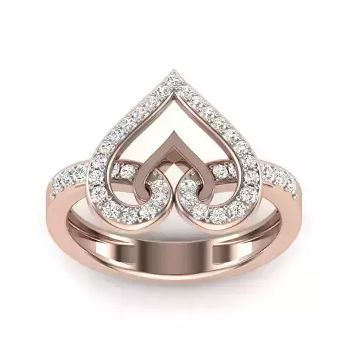 Diamond Heart Rings for Women 3D print model