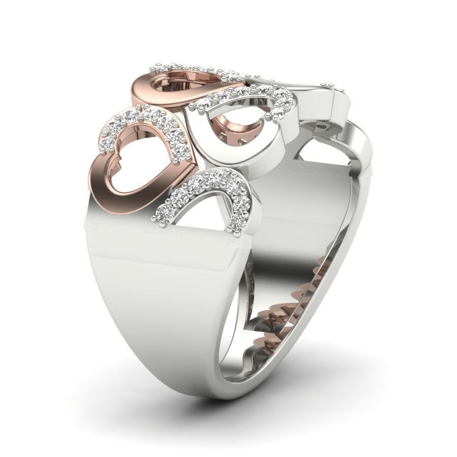 Heart Ring Diamond 3D print model_7