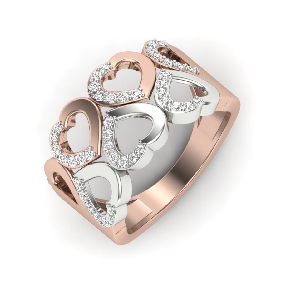 Heart Ring Diamond 3D print model_9