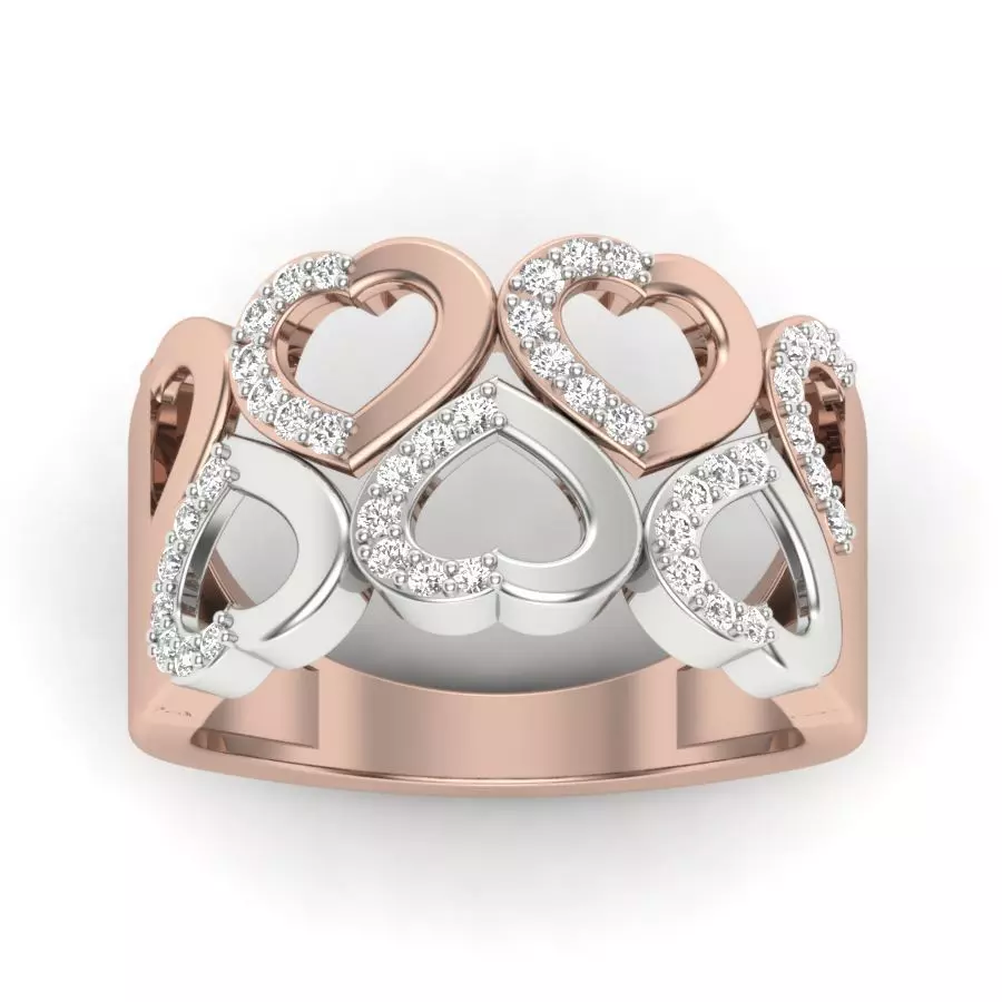 Heart Ring Diamond 3D print model_0