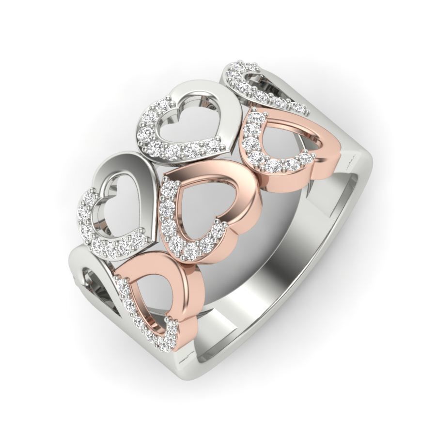 Heart Ring Diamond 3D print model_13