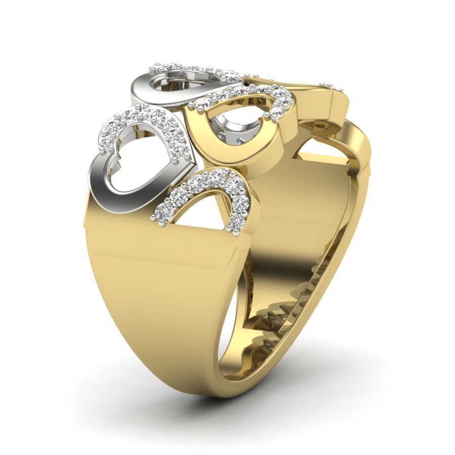 Heart Ring Diamond 3D print model_4