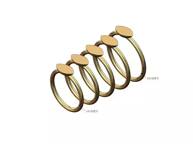 Small eye shaped wire signet US sizes 5to9