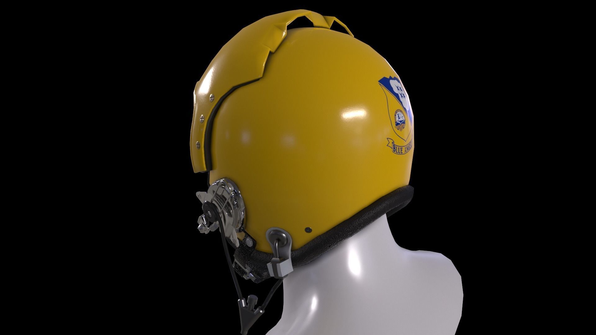 Fighter pilot helmet HGU-33 with MBU-12 oxygen mask Low-poly 3D model_17