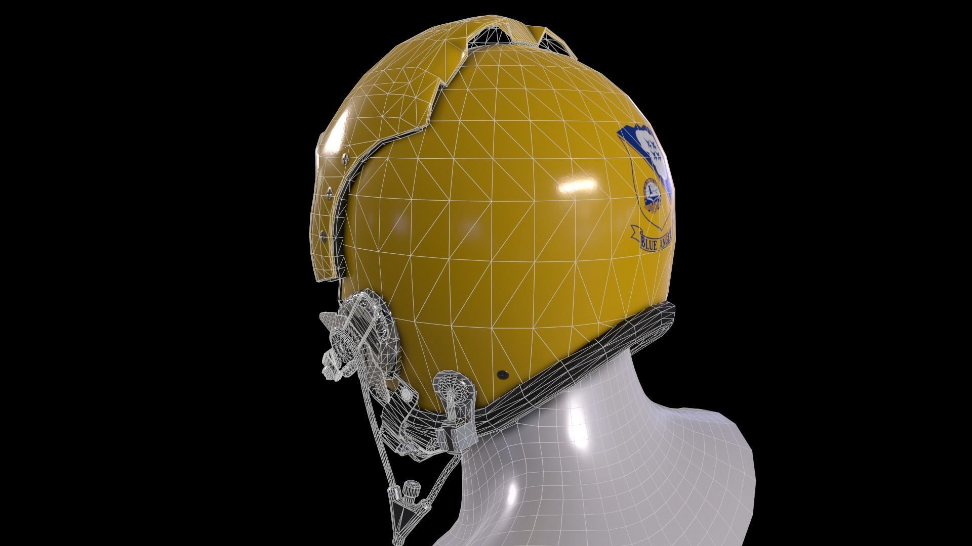 Fighter pilot helmet HGU-33 with MBU-12 oxygen mask Low-poly 3D model_18