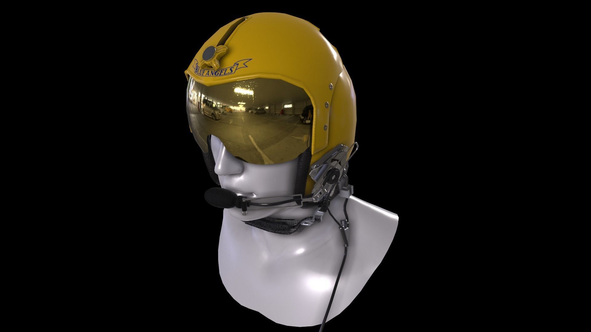 Fighter pilot helmet HGU-33 with MBU-12 oxygen mask Low-poly 3D model_14