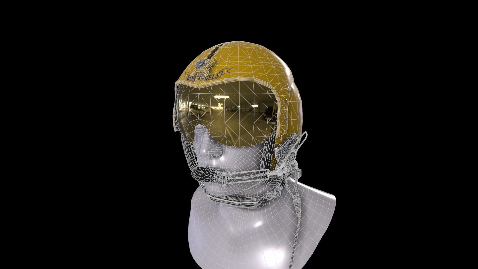 Fighter pilot helmet HGU-33 with MBU-12 oxygen mask Low-poly 3D model_15