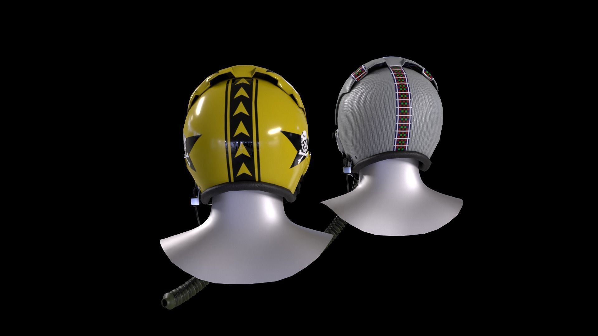 Fighter pilot helmet HGU-33 with MBU-12 oxygen mask Low-poly 3D model_3