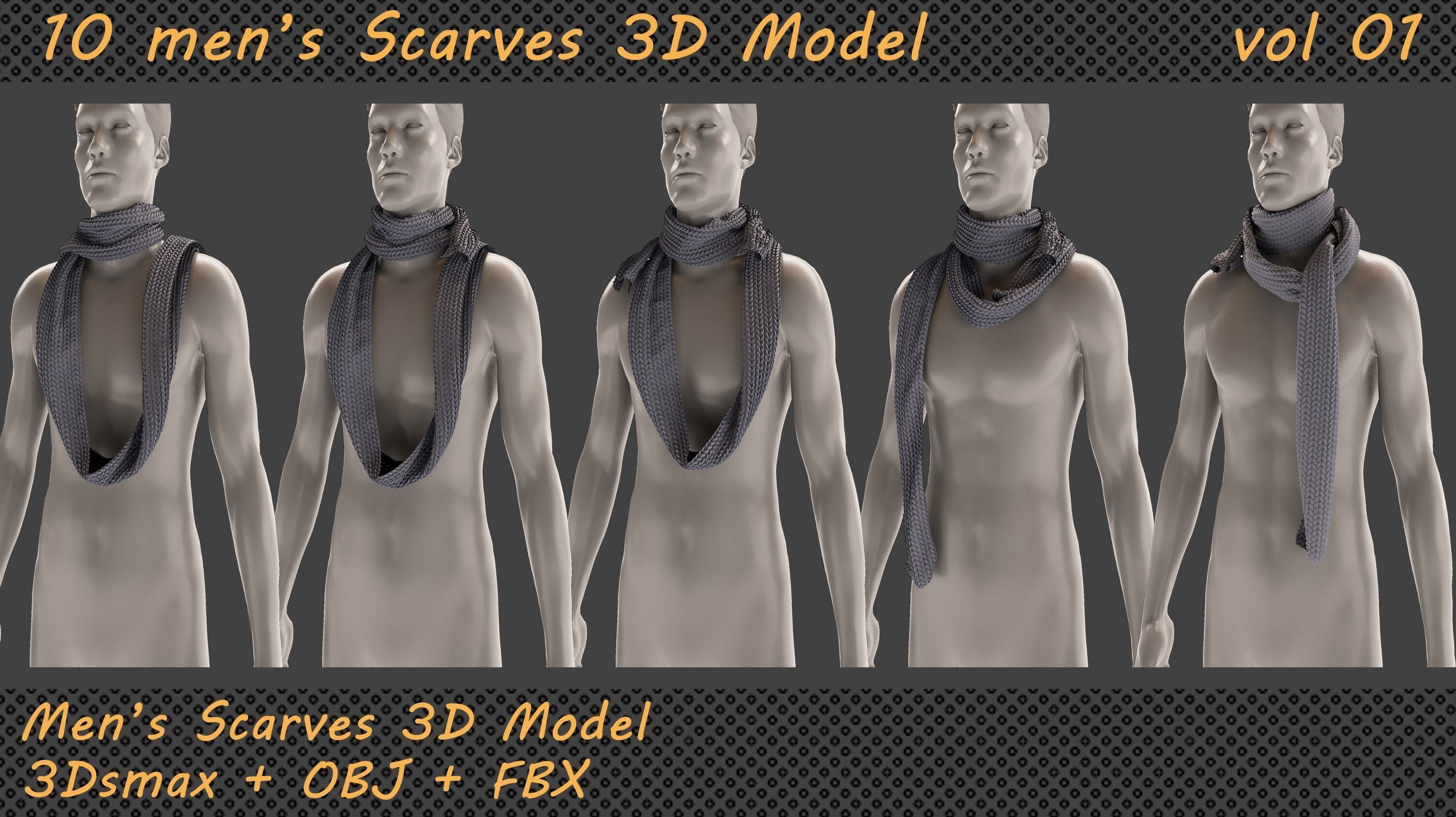 10 men scarves 3D model 3D model_12