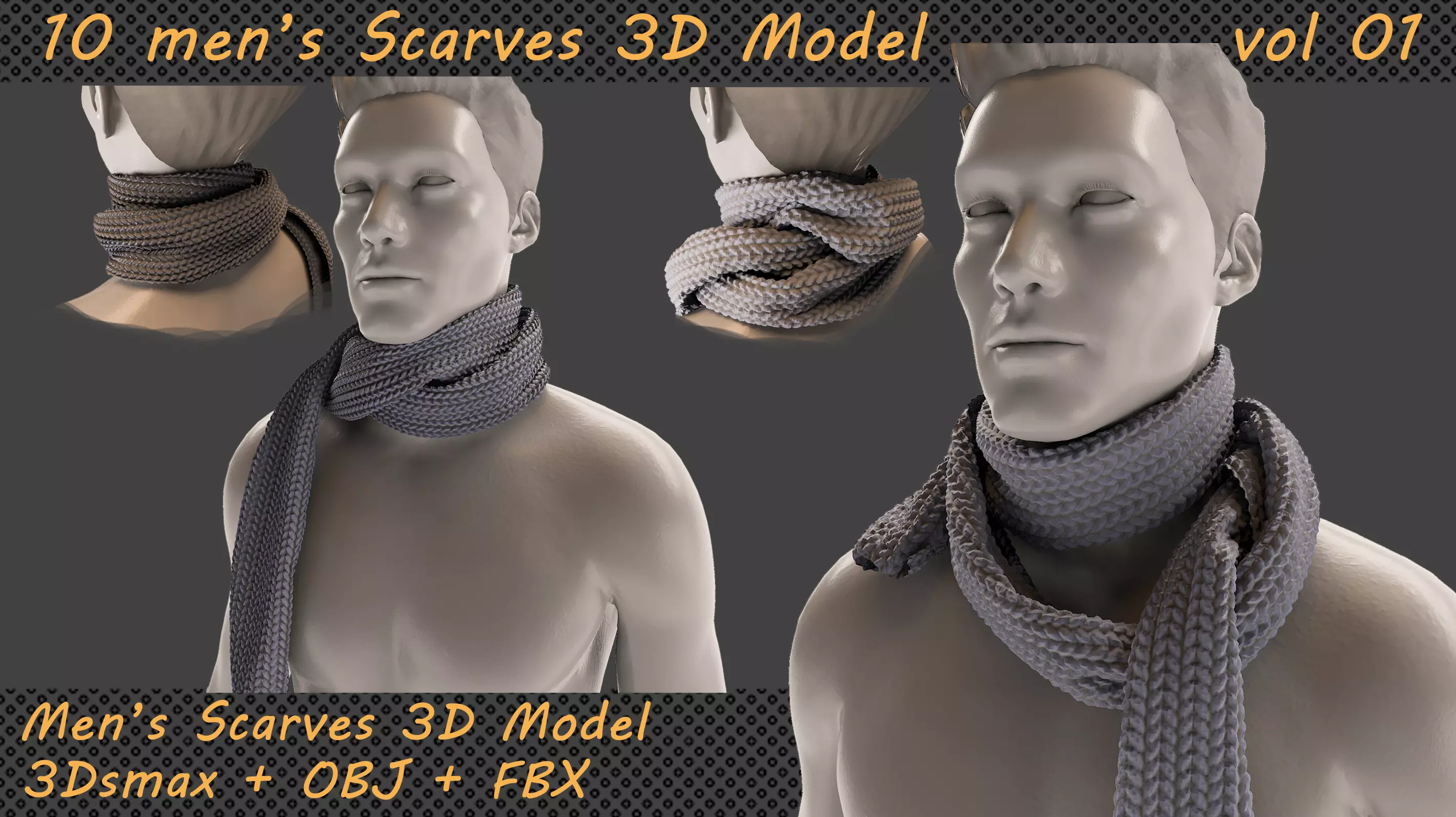 10 men scarves 3D model 3D model_0