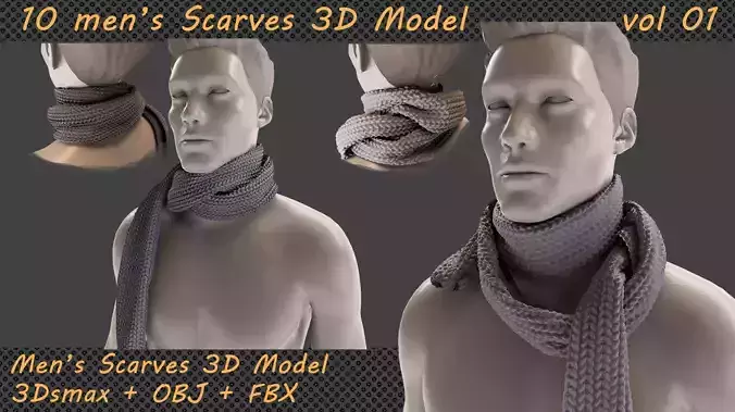 10 men scarves 3D model