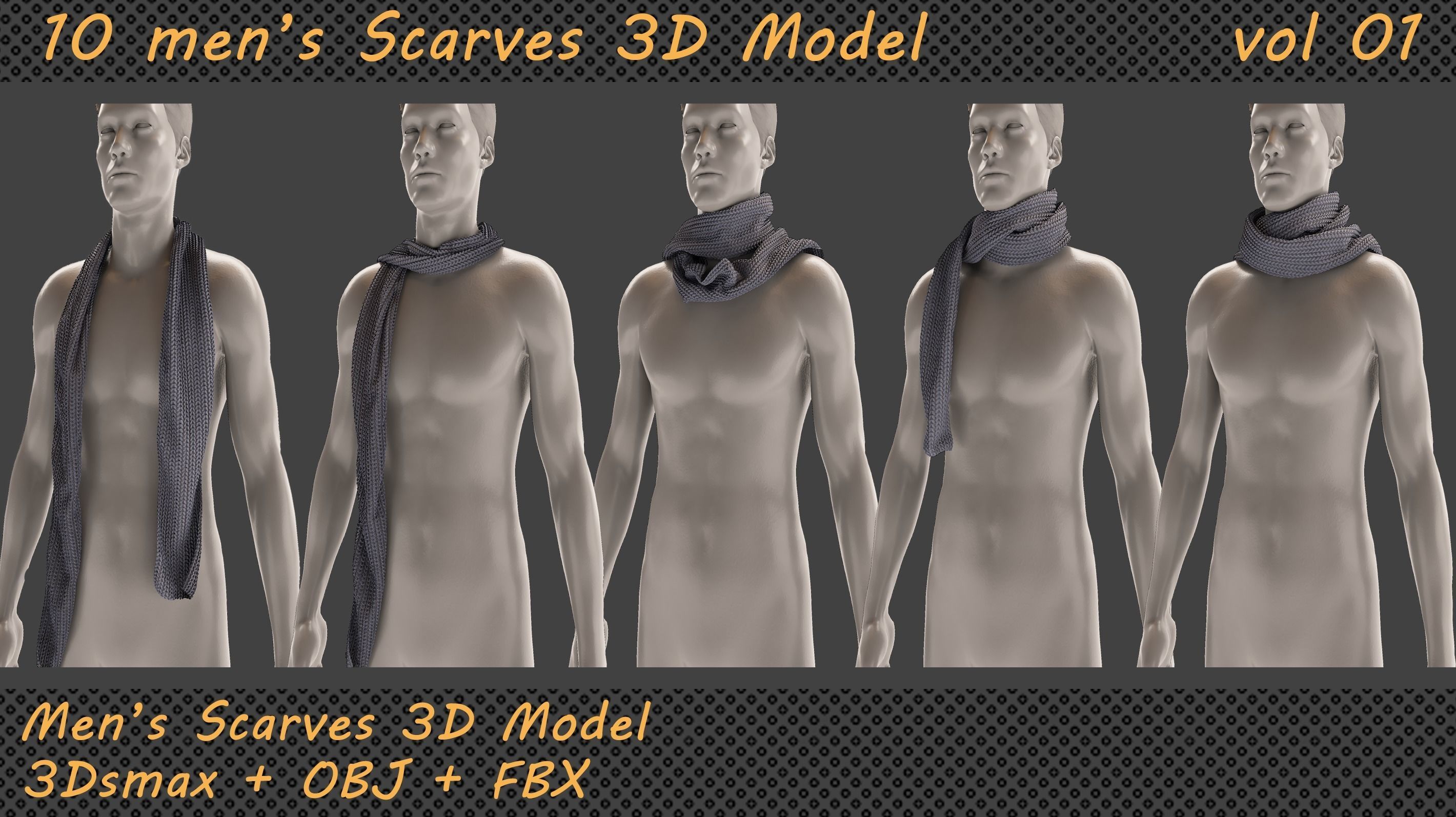 10 men scarves 3D model 3D model_11
