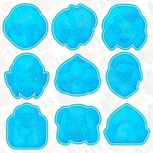Brawl stars icons cookie cutter set of 9-3 3D print model