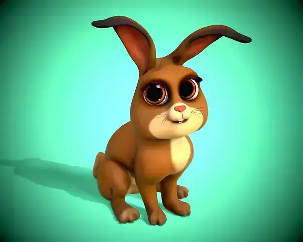 small cartoon rabbit Low-poly 3D model
