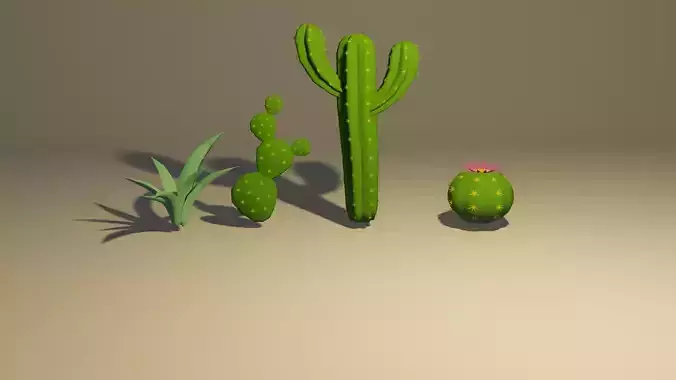 Low-poly stylized cacti set Low-poly 3D model game