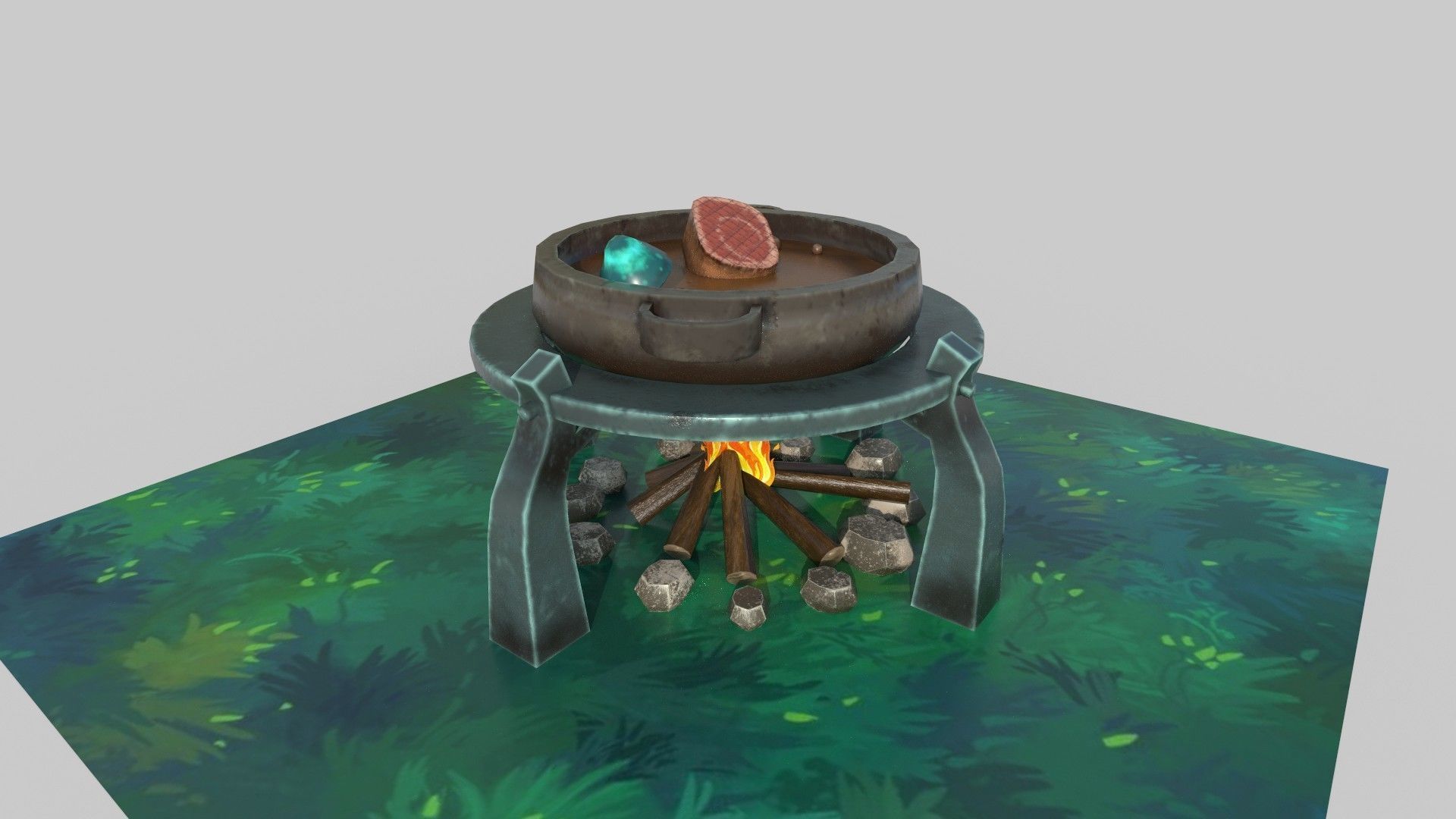 Camp fire Low-poly 3D model_1