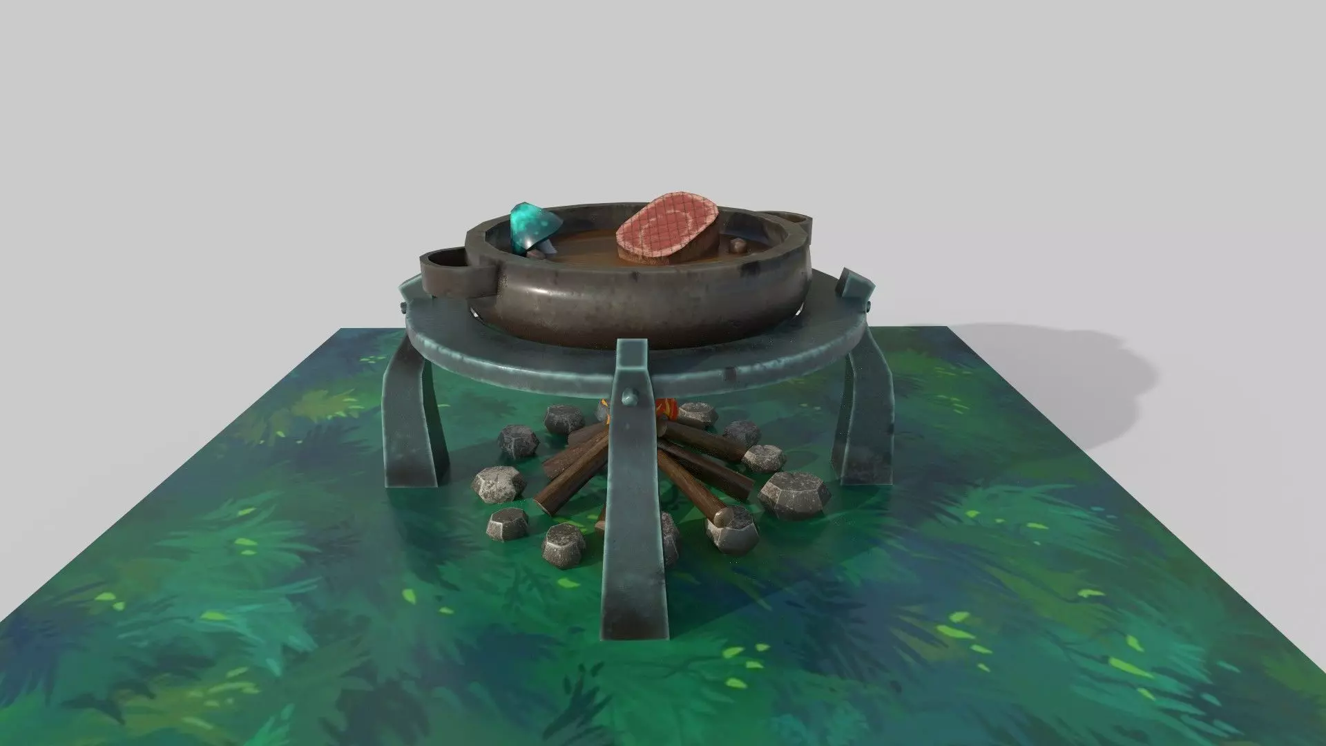 Camp fire Low-poly 3D model_0