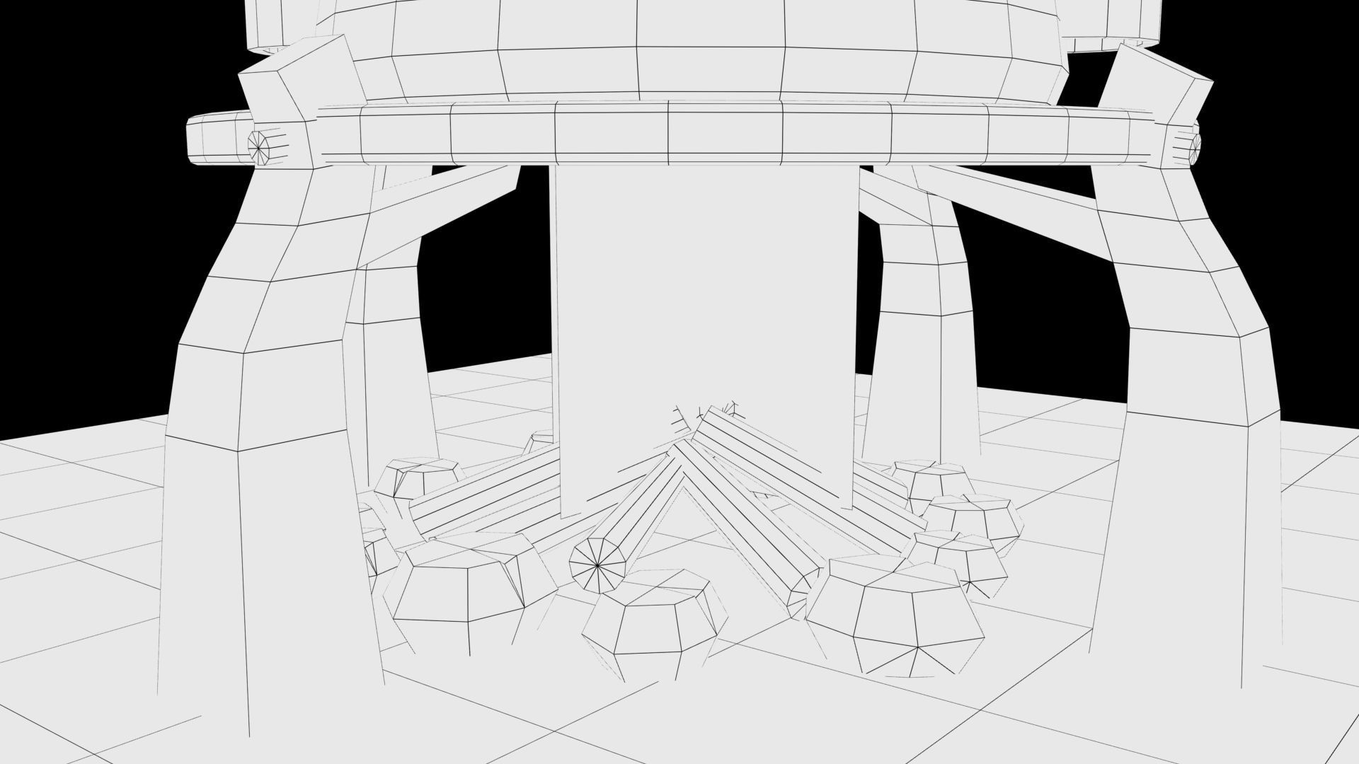 Camp fire Low-poly 3D model_9