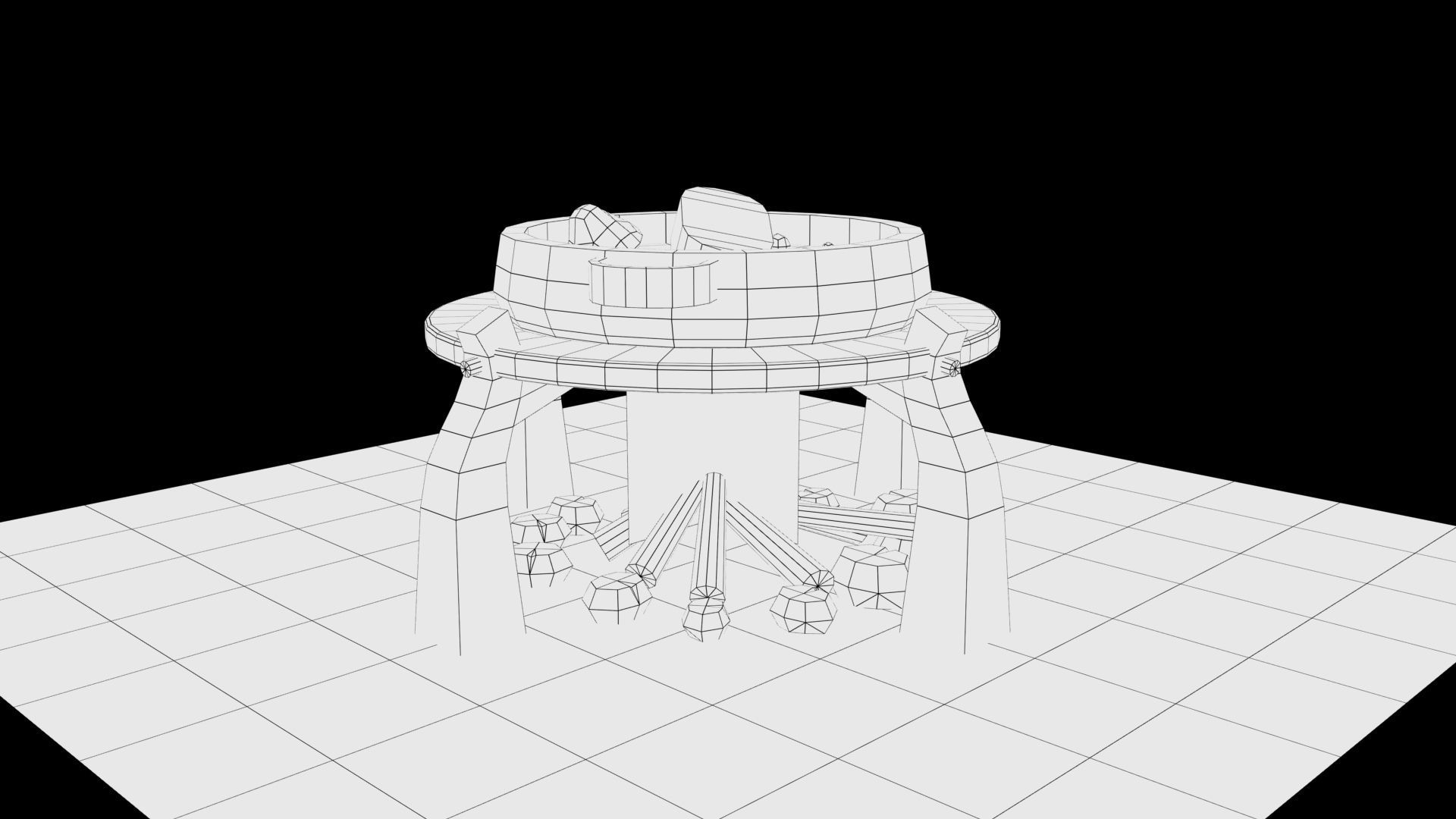 Camp fire Low-poly 3D model_7