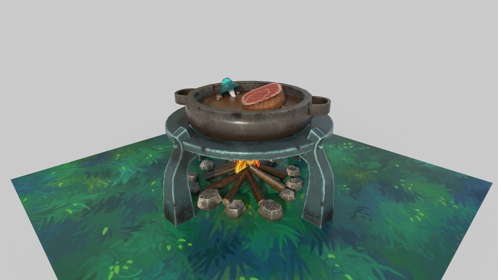 Camp fire Low-poly 3D model_2