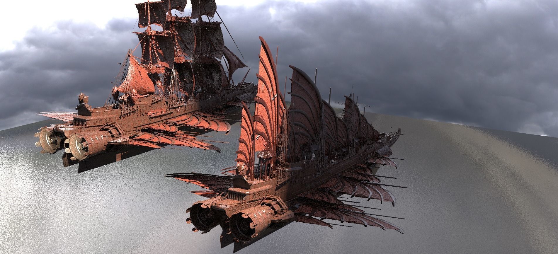 Airship Dragon Emperor Design ship 2 versions  3D model_1