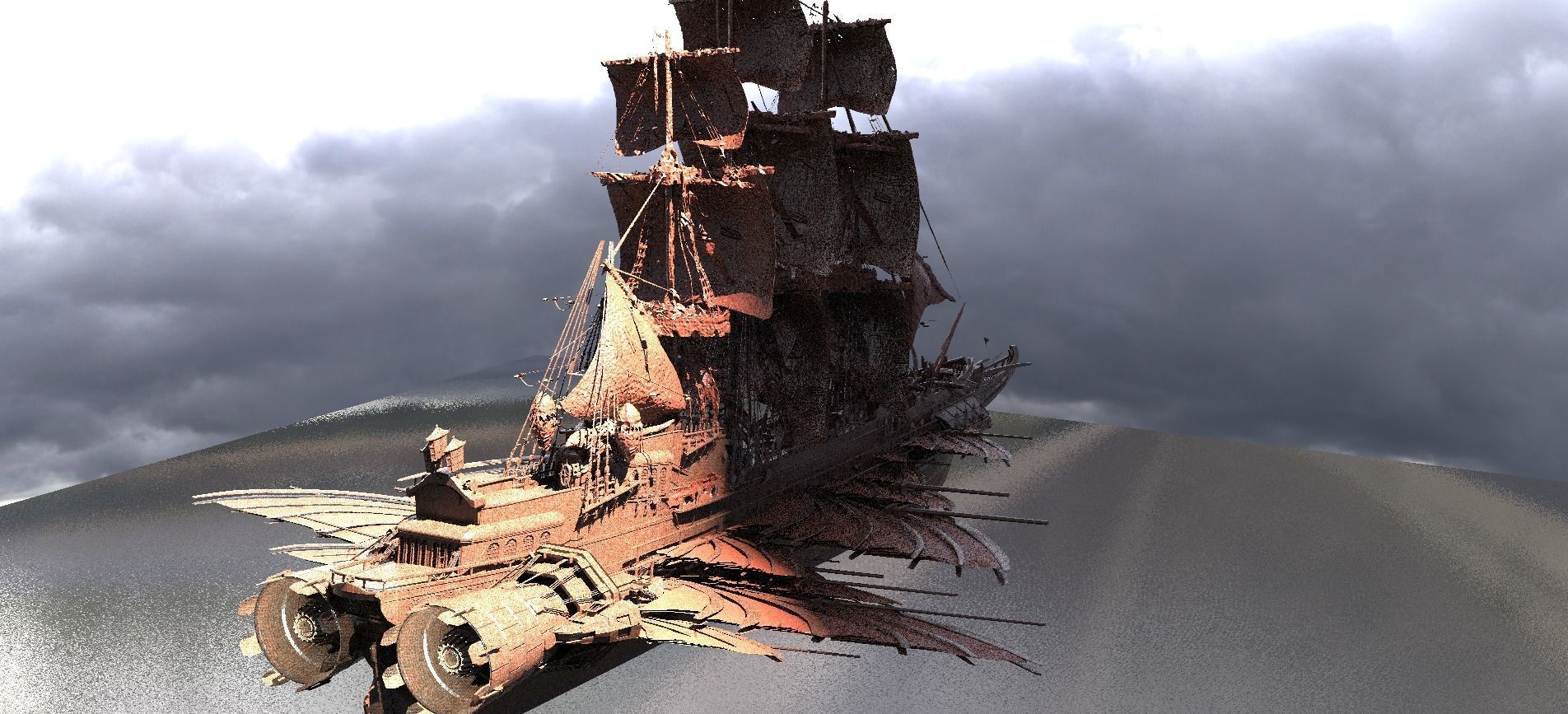 Airship Dragon Emperor Design ship 2 versions  3D model_4