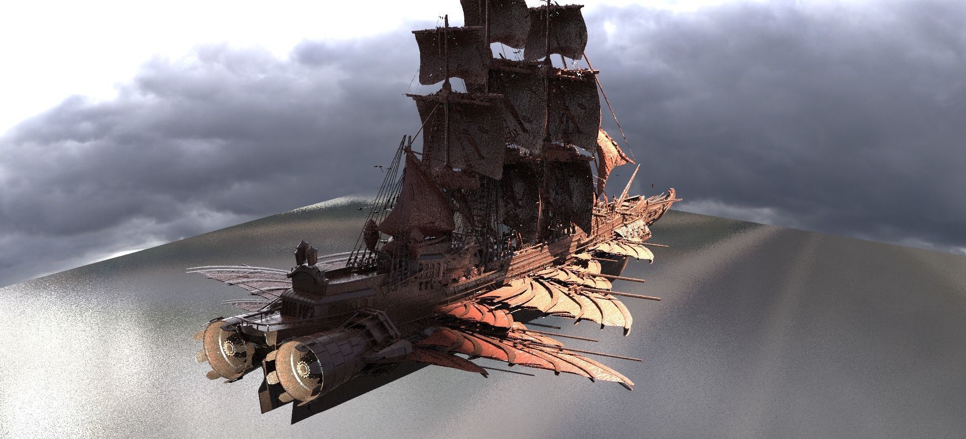 Airship Dragon Emperor Design ship 2 versions  3D model_3