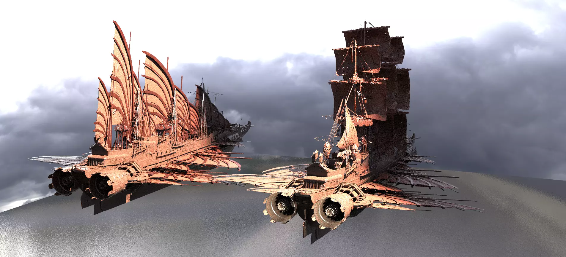 Airship Dragon Emperor Design ship 2 versions  3D model_0