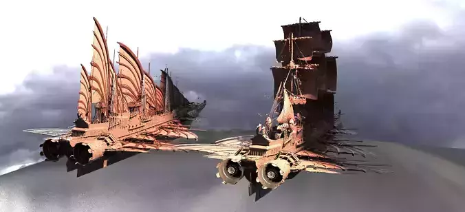 Airship Dragon Emperor Design ship 2 versions  3D model