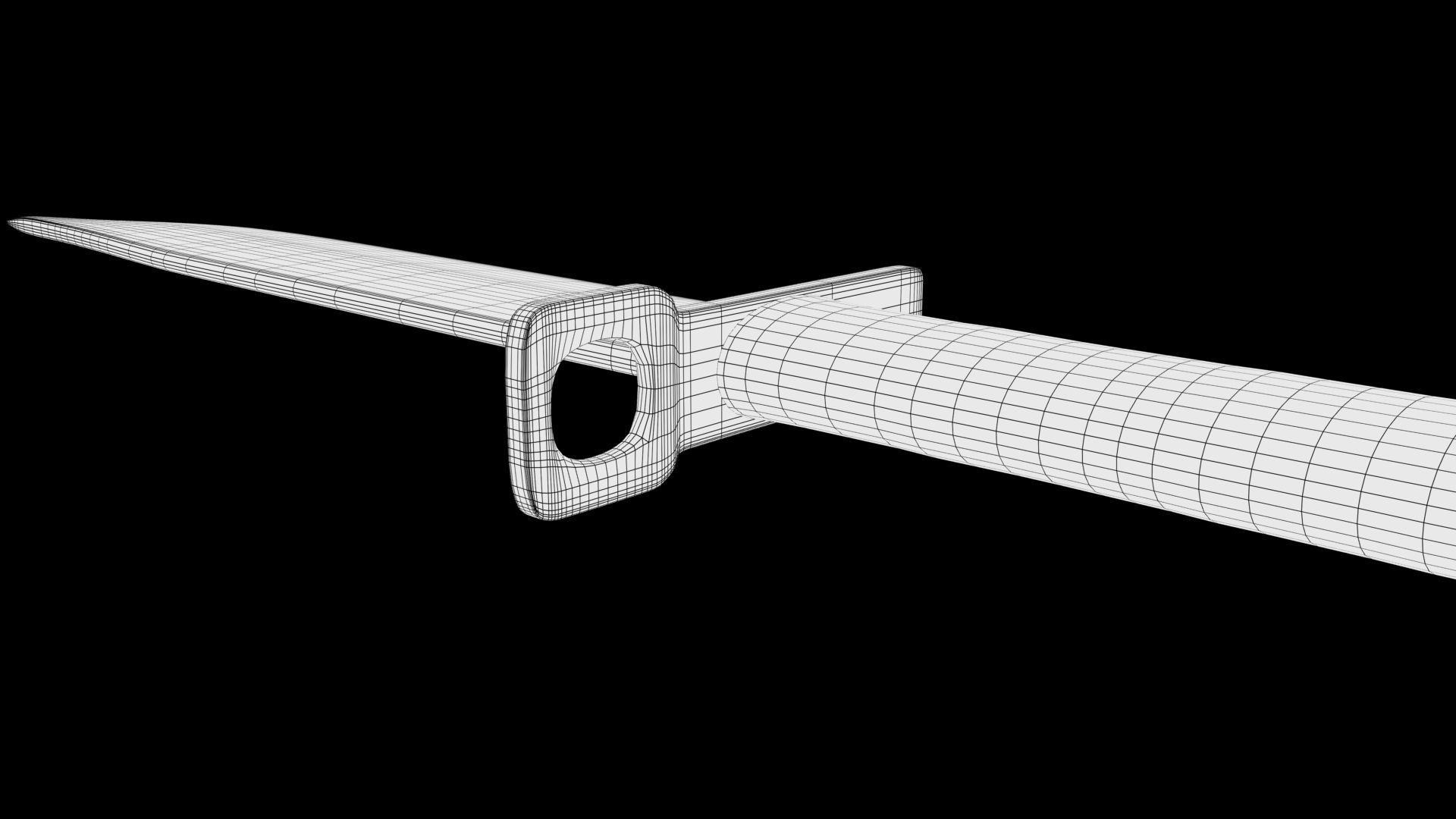 Knife samurai sword Low-poly 3D model_8