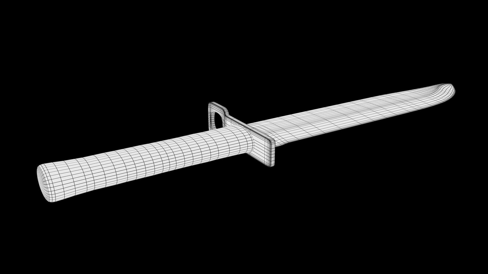 Knife samurai sword Low-poly 3D model_7