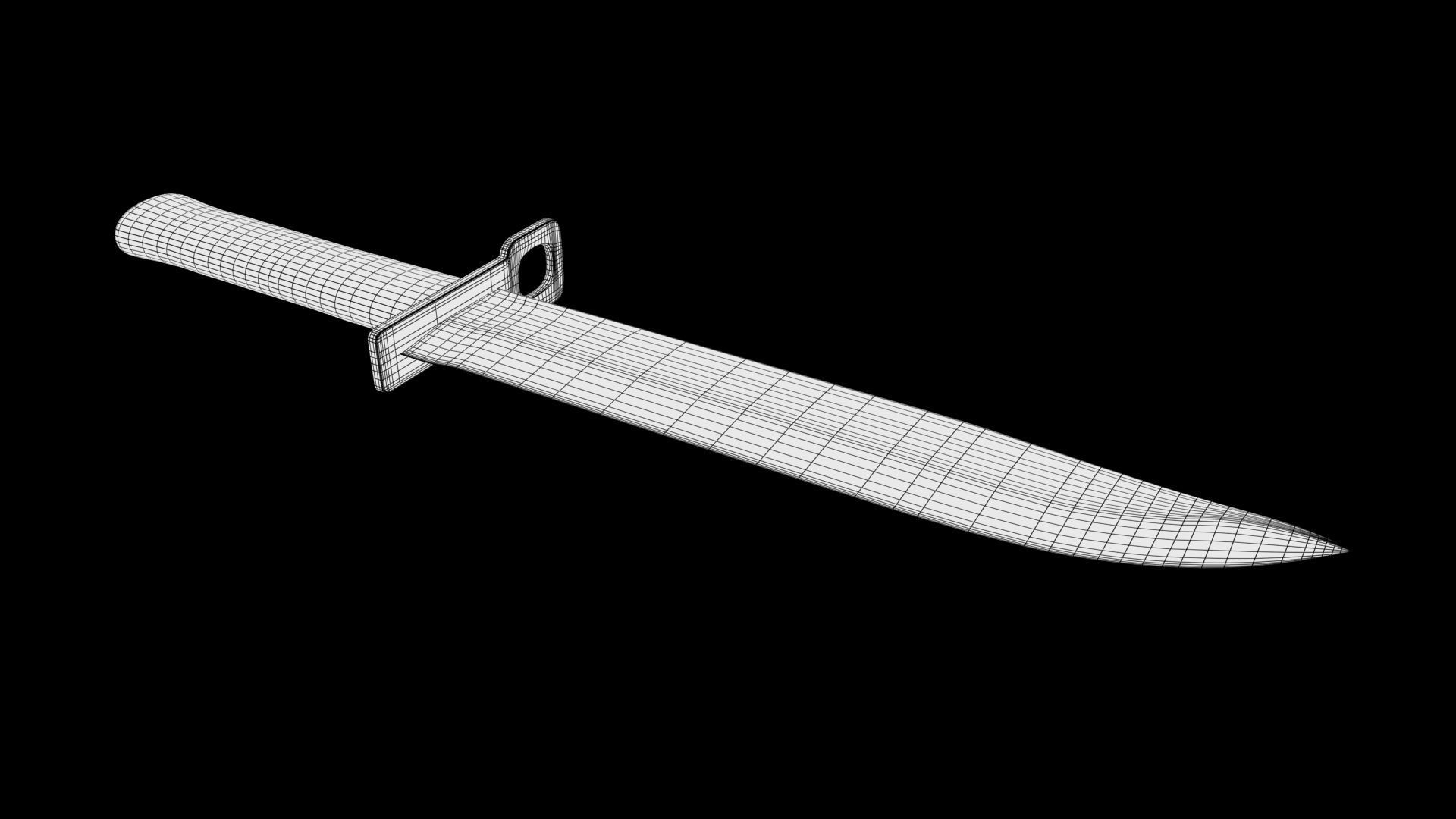 Knife samurai sword Low-poly 3D model_6