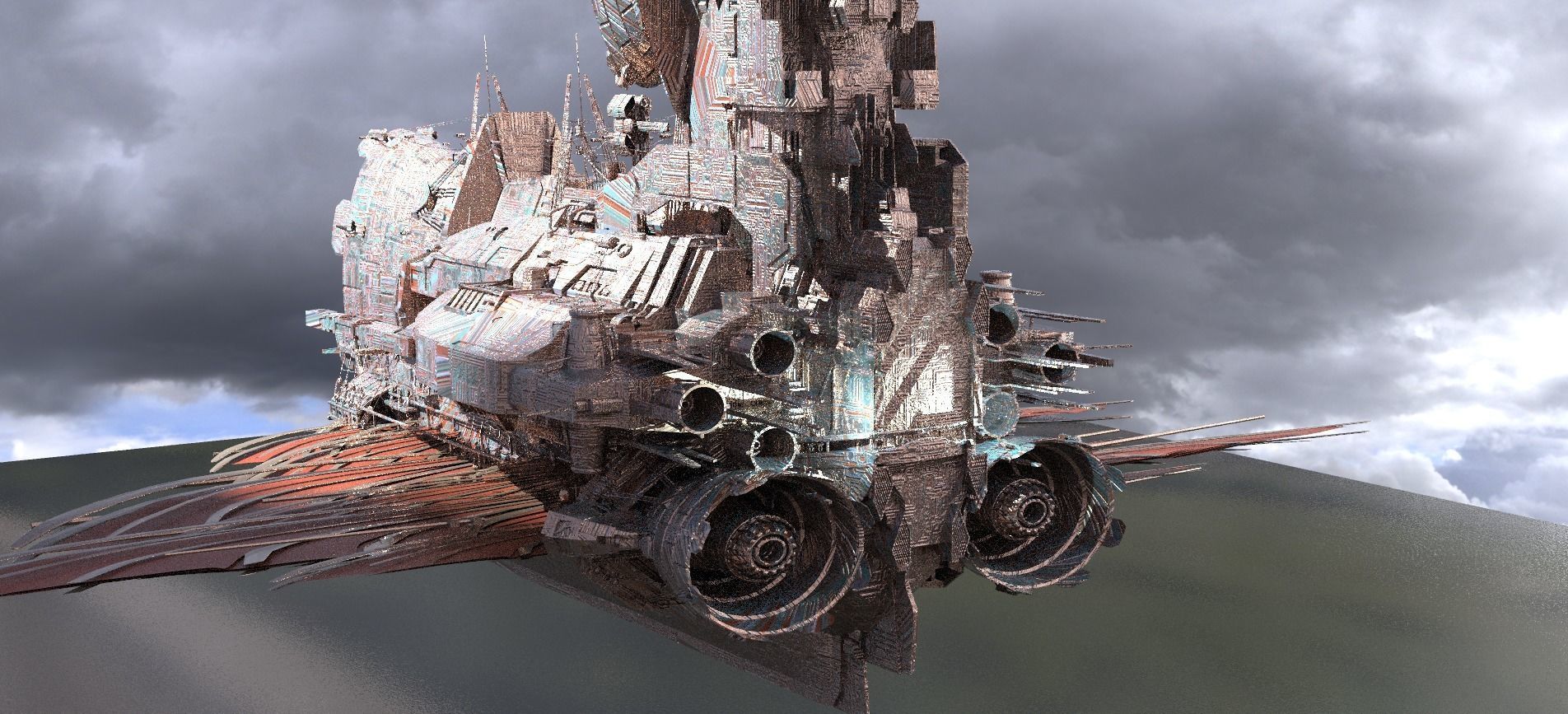 Drake Airship Sci-Fi design 3D model_1