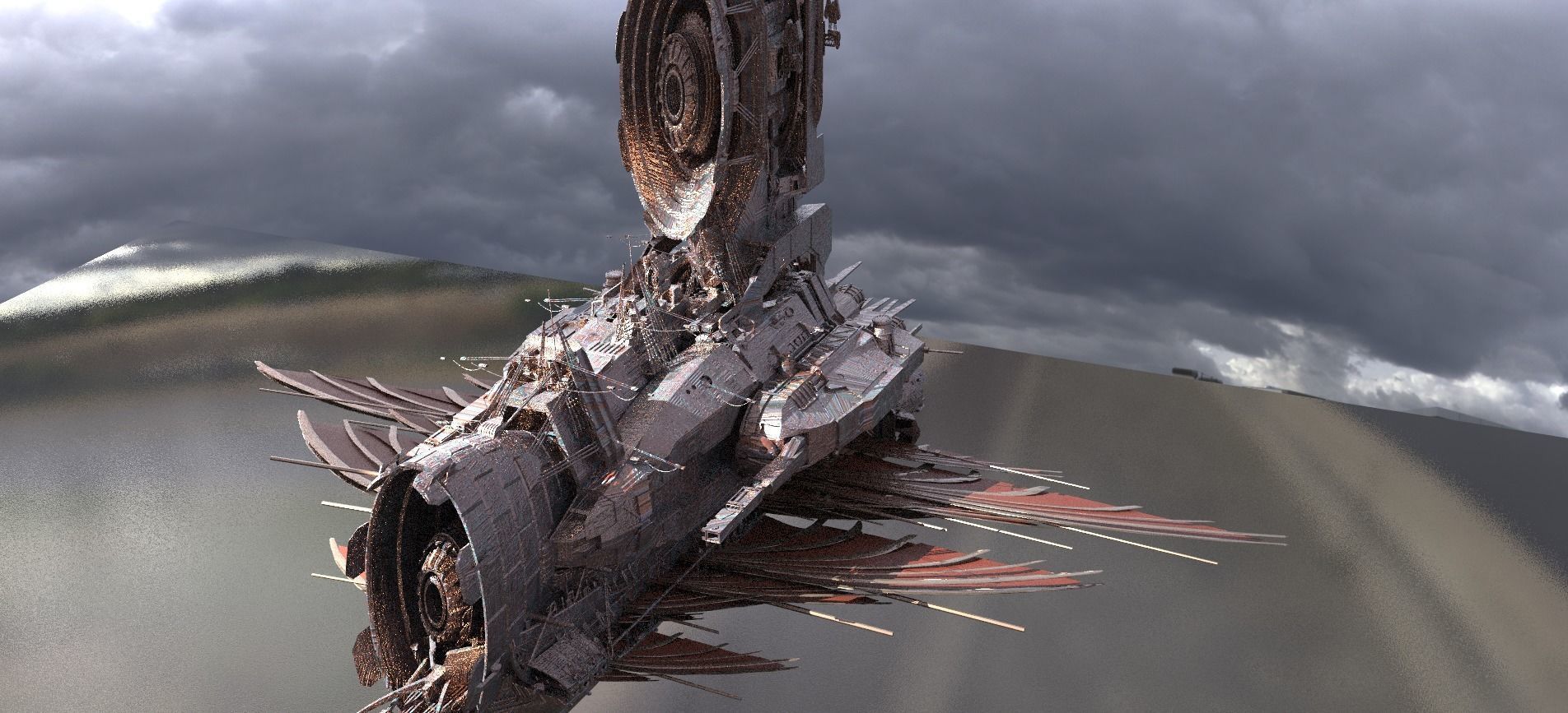 Drake Airship Sci-Fi design 3D model_2