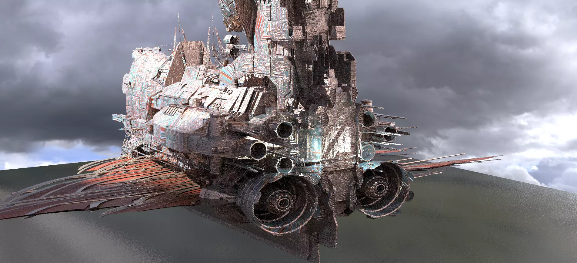 Drake Airship Sci-Fi design 3D model_0