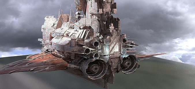 Drake Airship Sci-Fi design 3D model