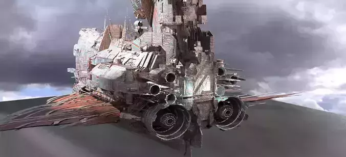 Drake Airship Sci-Fi design 3D model